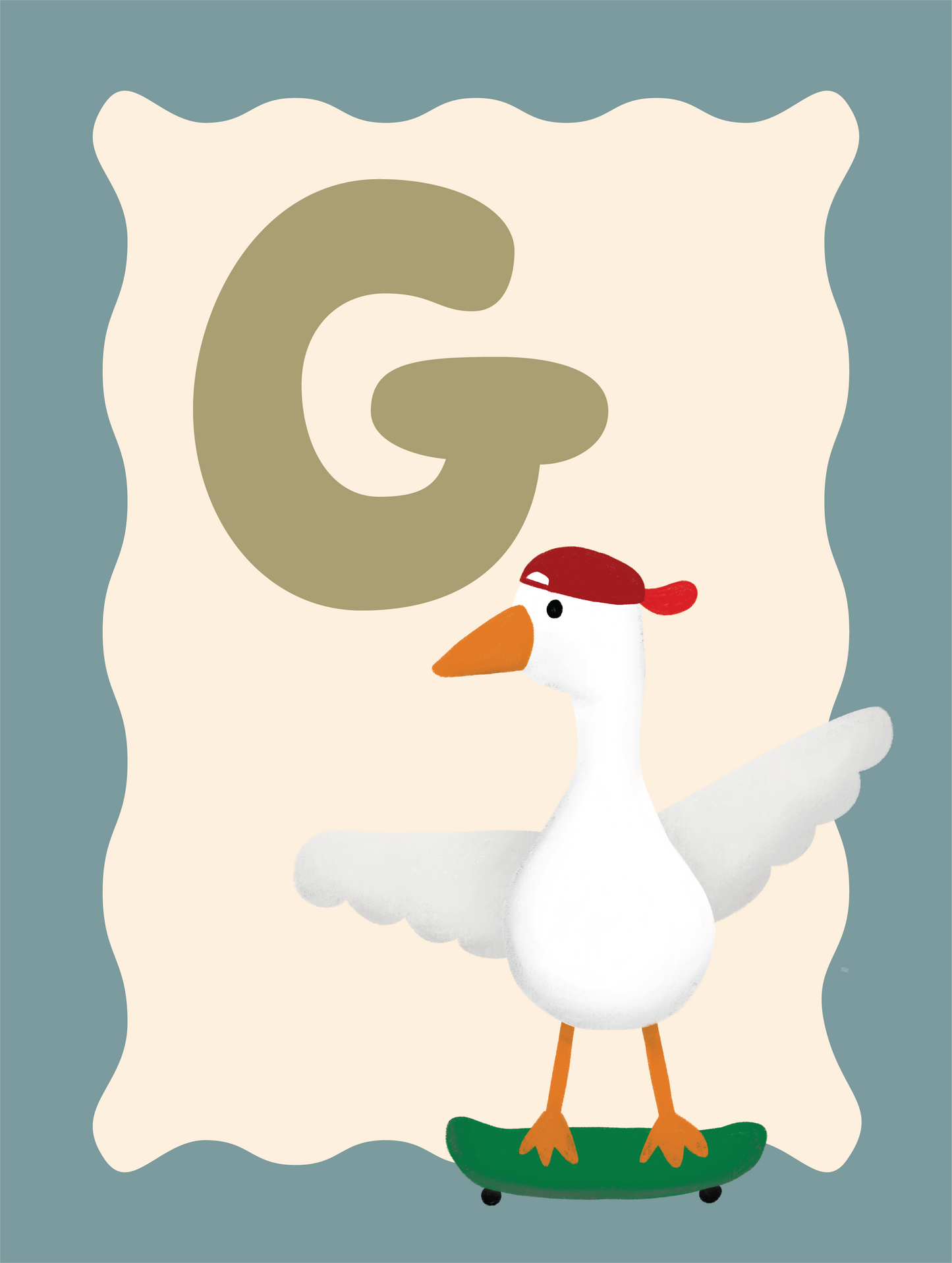 Alfabetposter G - Skatende Gans