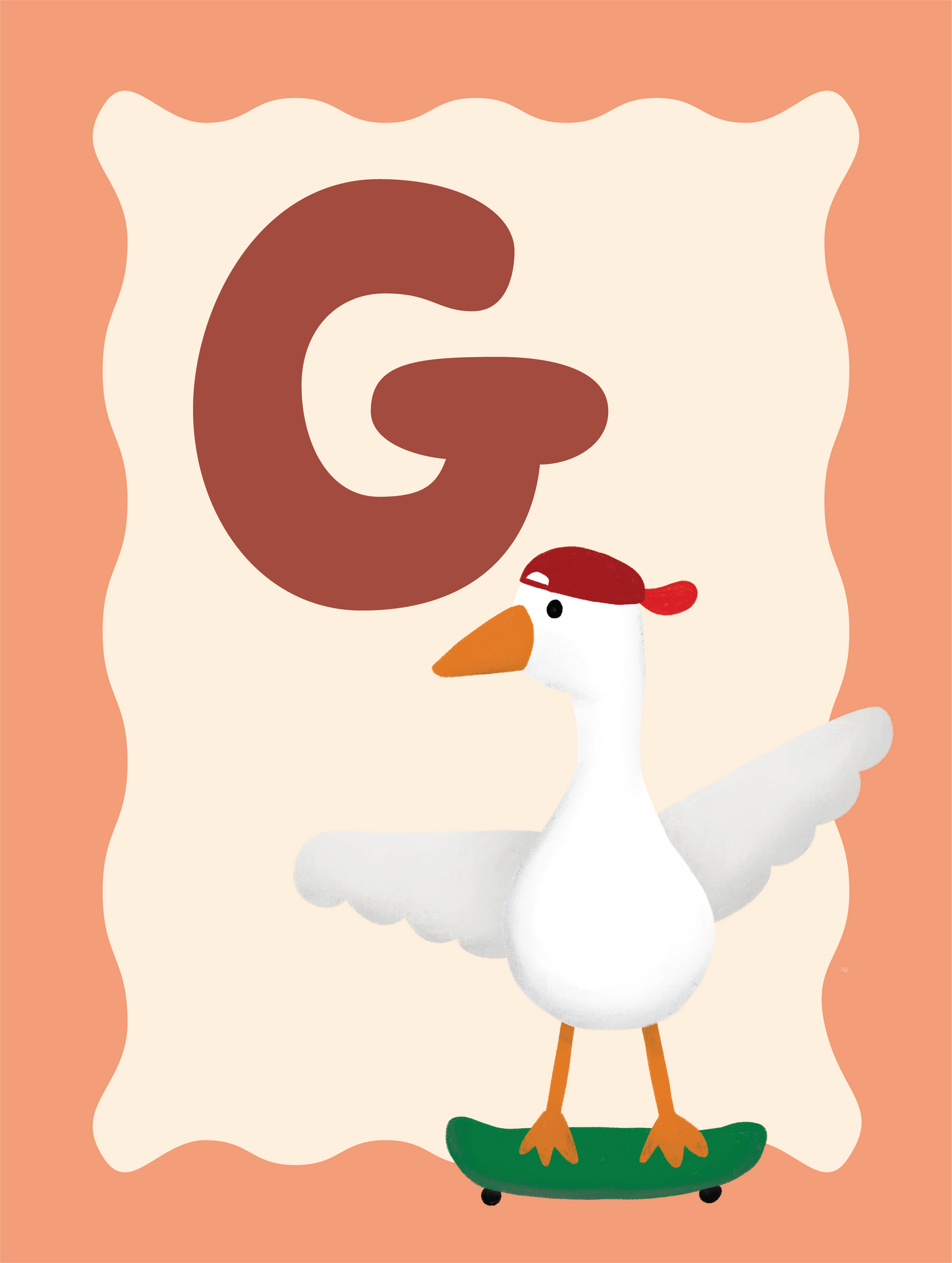 Alfabetposter G - Skatende Gans