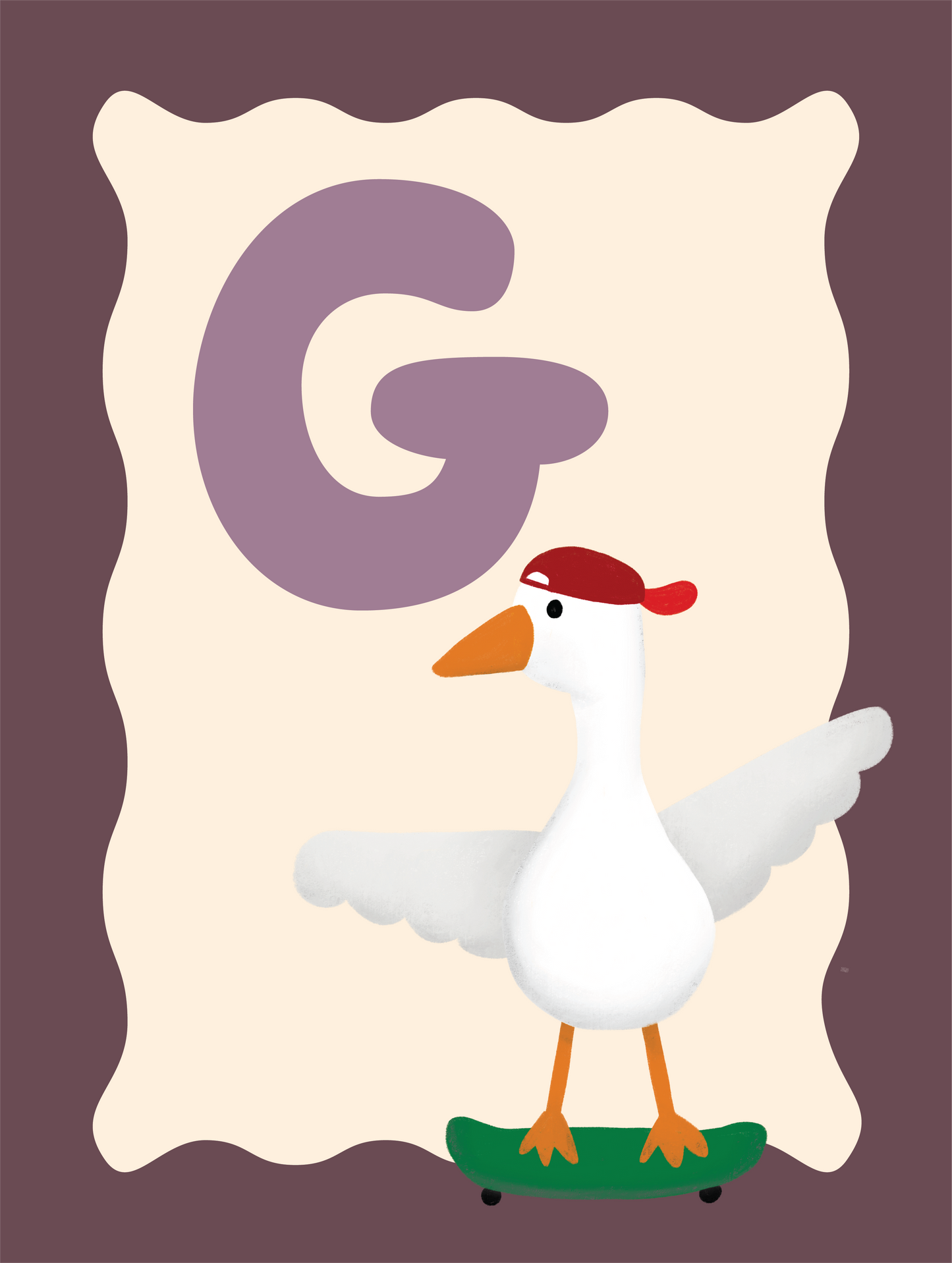 Alfabetposter G - Skatende Gans