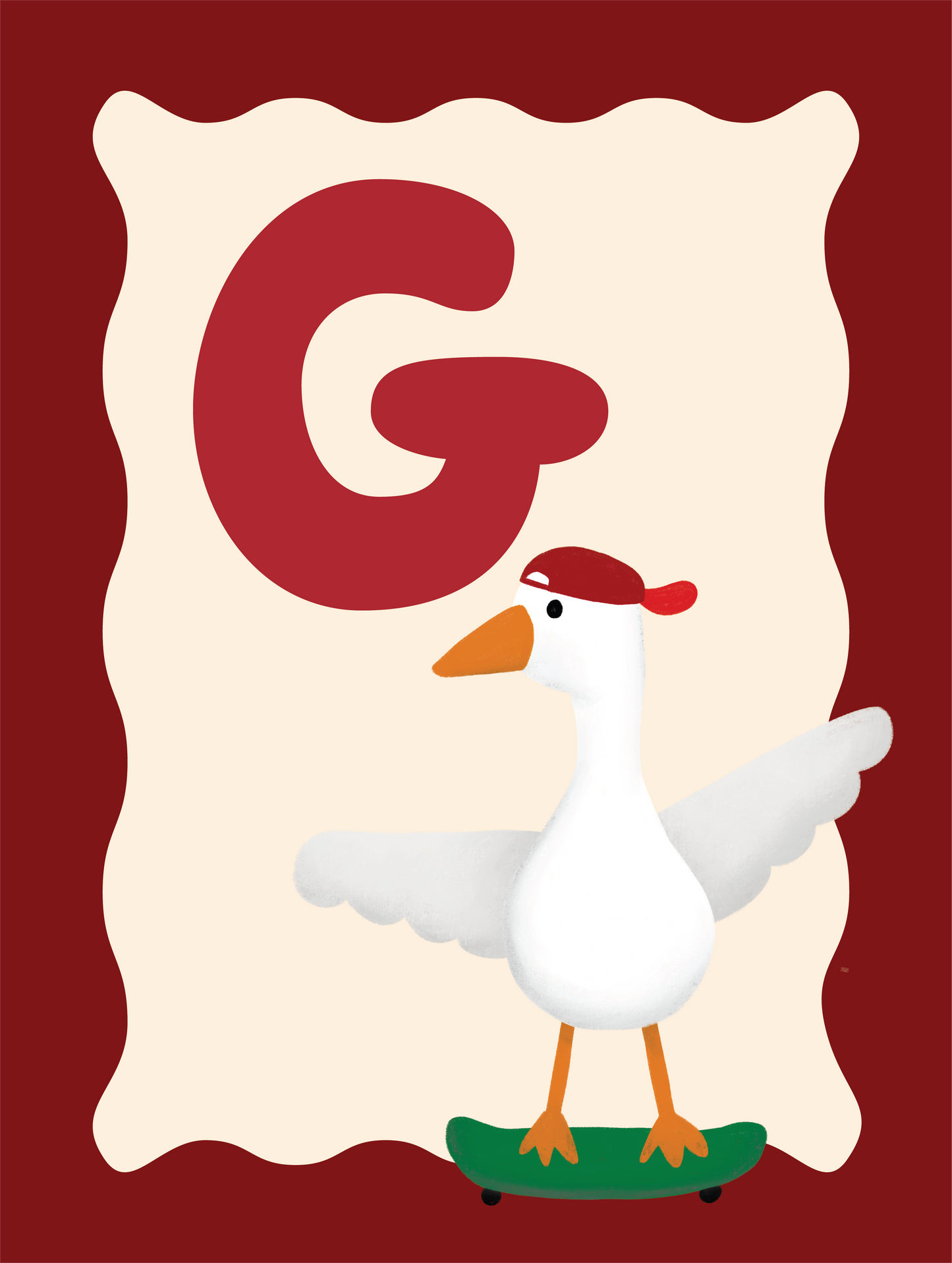 Alfabetposter G - Skatende Gans