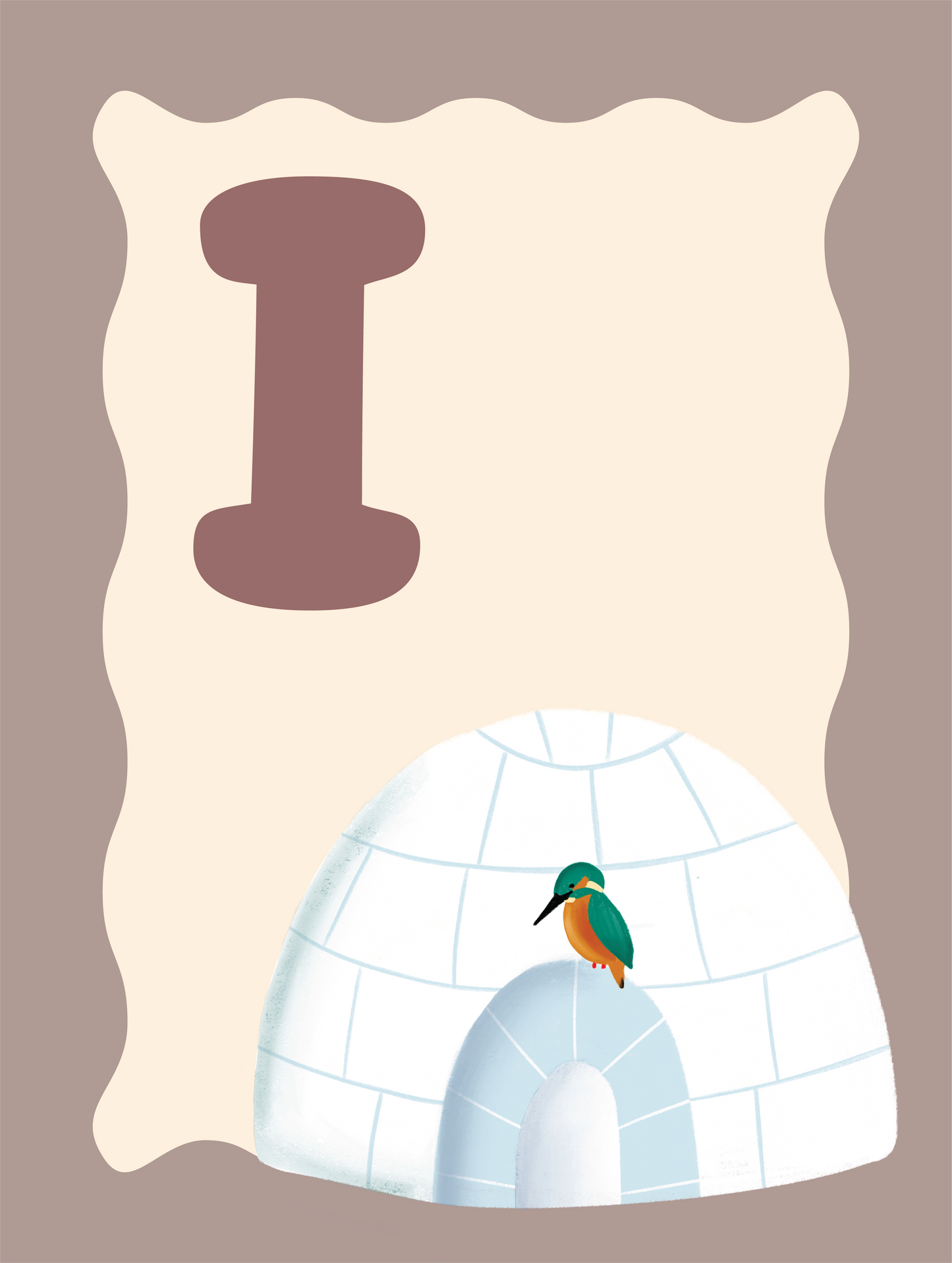 Alfabetposter I - Ijsvogel op Iglo