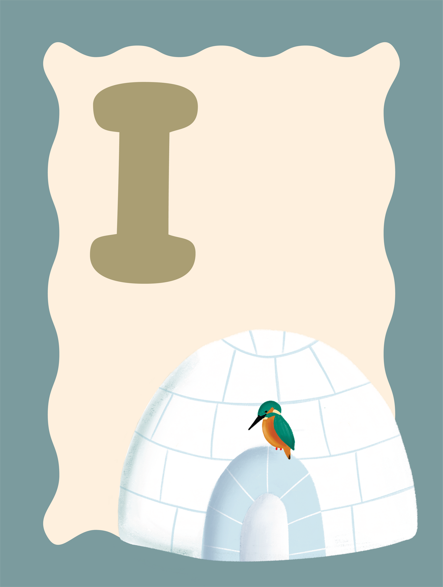 Alfabetposter I - Ijsvogel op Iglo