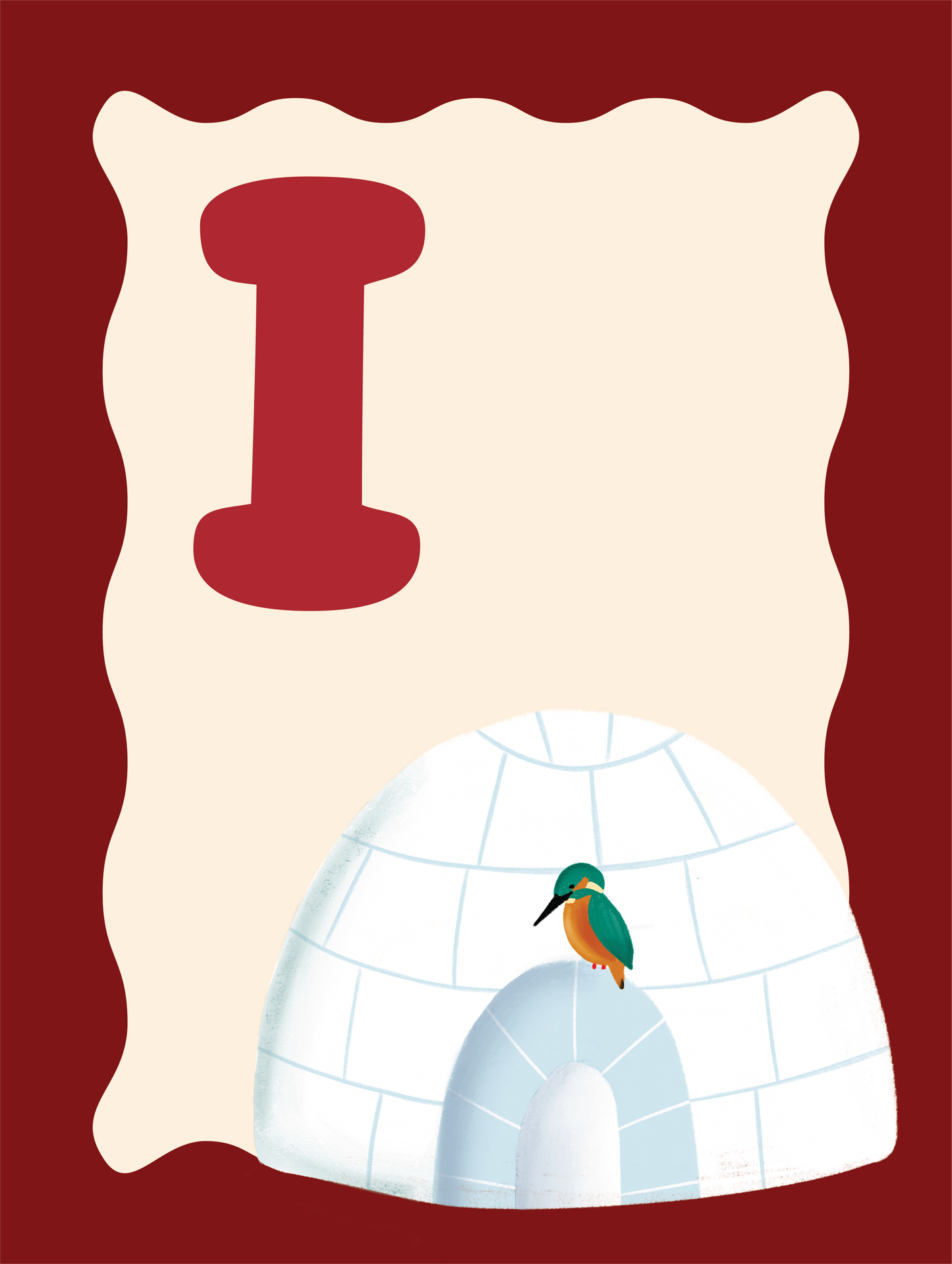 Alfabetposter I - Ijsvogel op Iglo