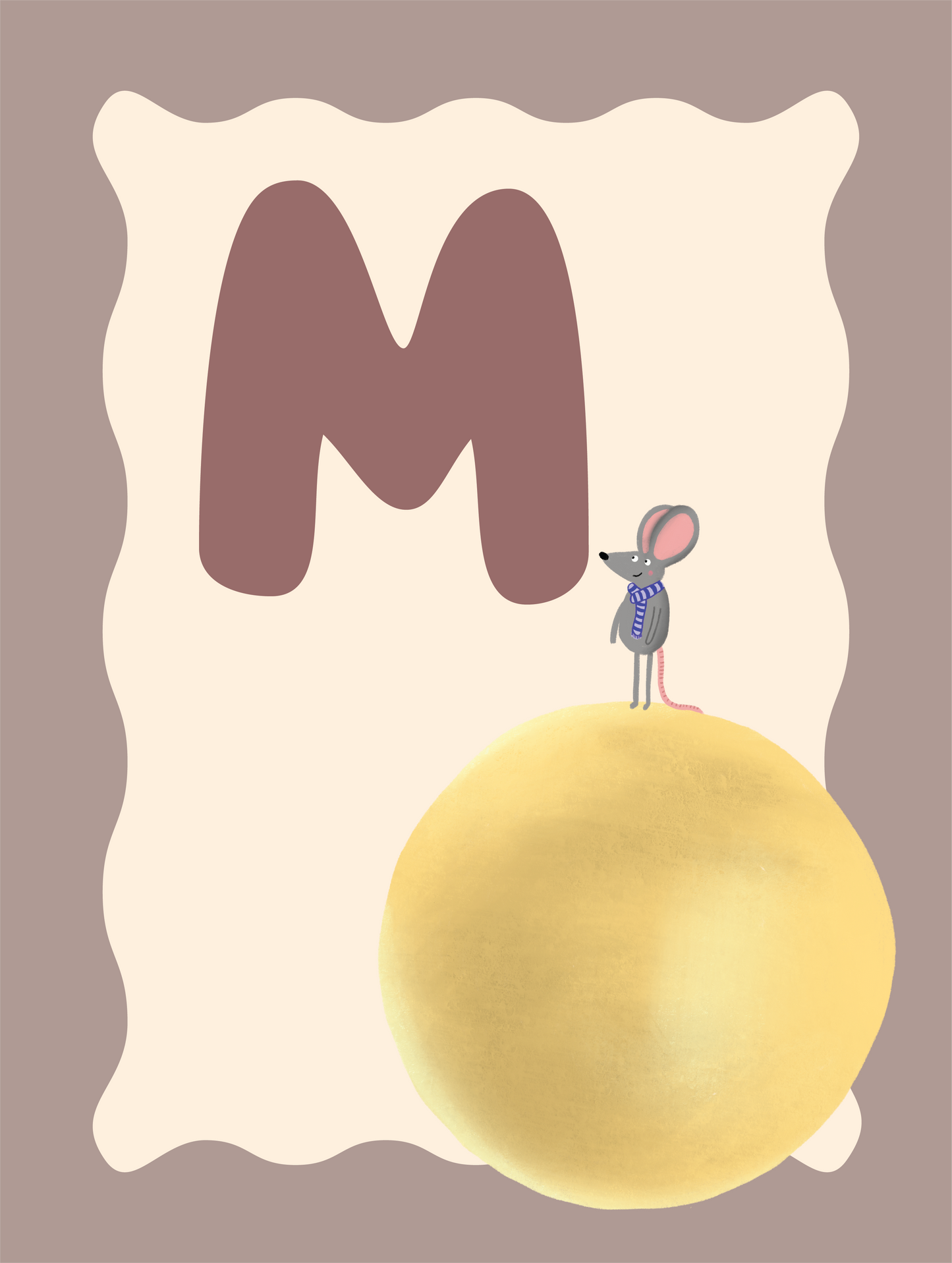 Alfabetposter M - Muis op de Maan