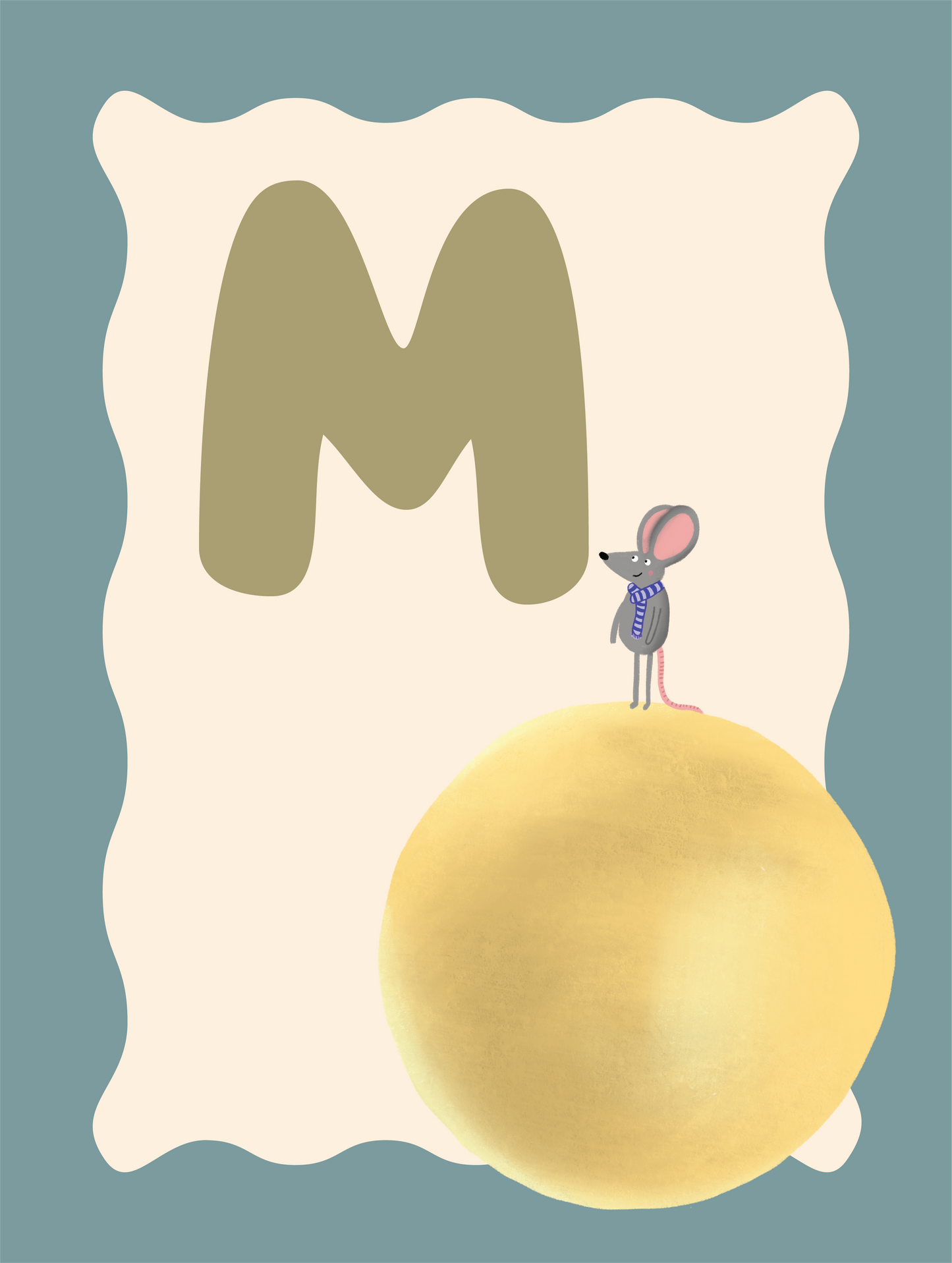 Alfabetposter M - Muis op de Maan