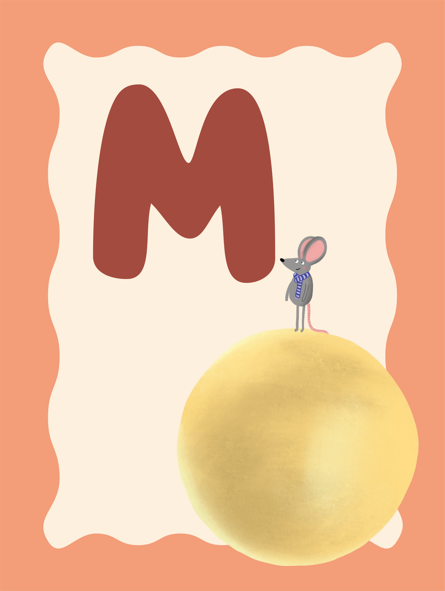 Alfabetposter M - Muis op de Maan