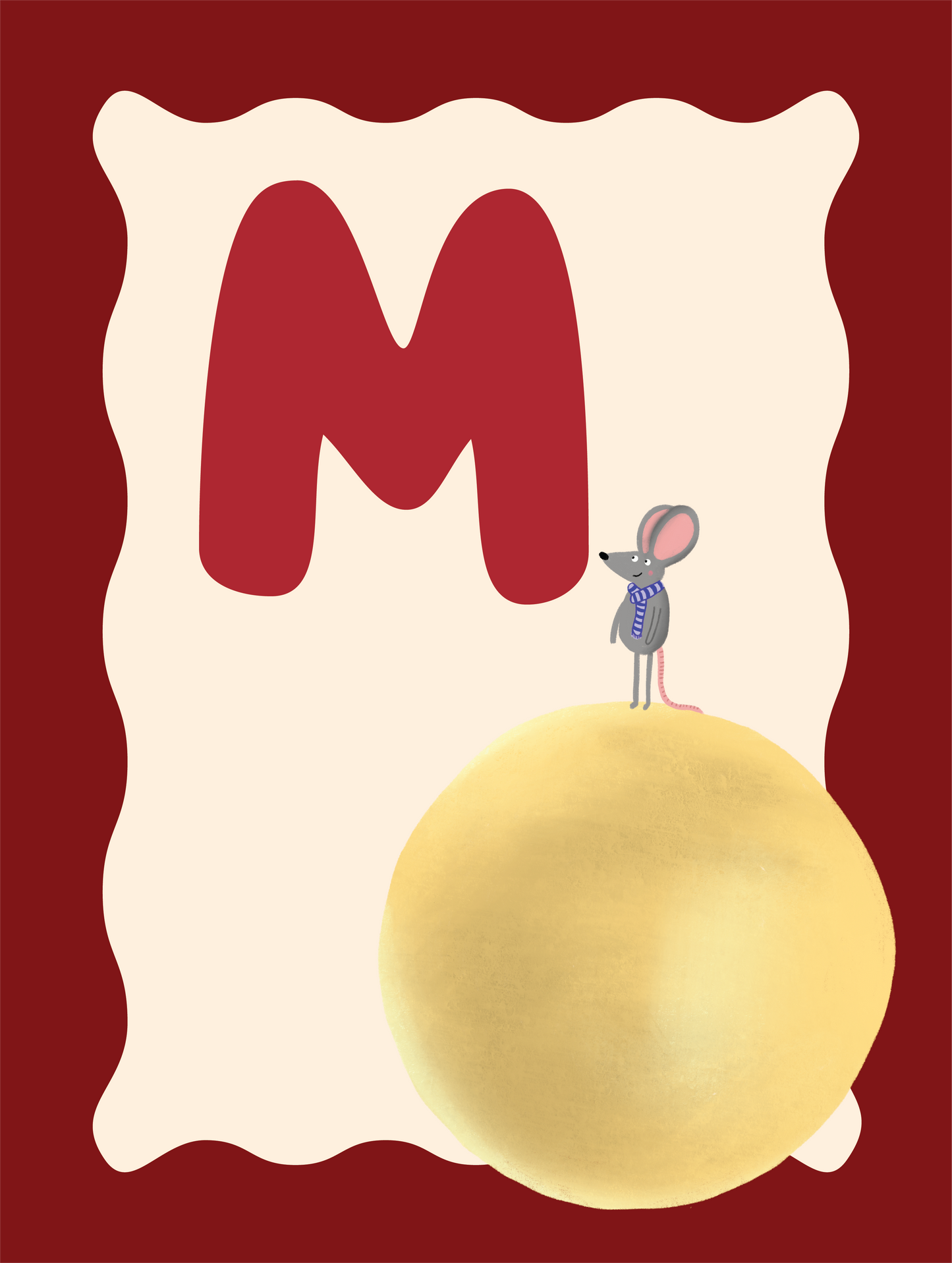 Alfabetposter M - Muis op de Maan