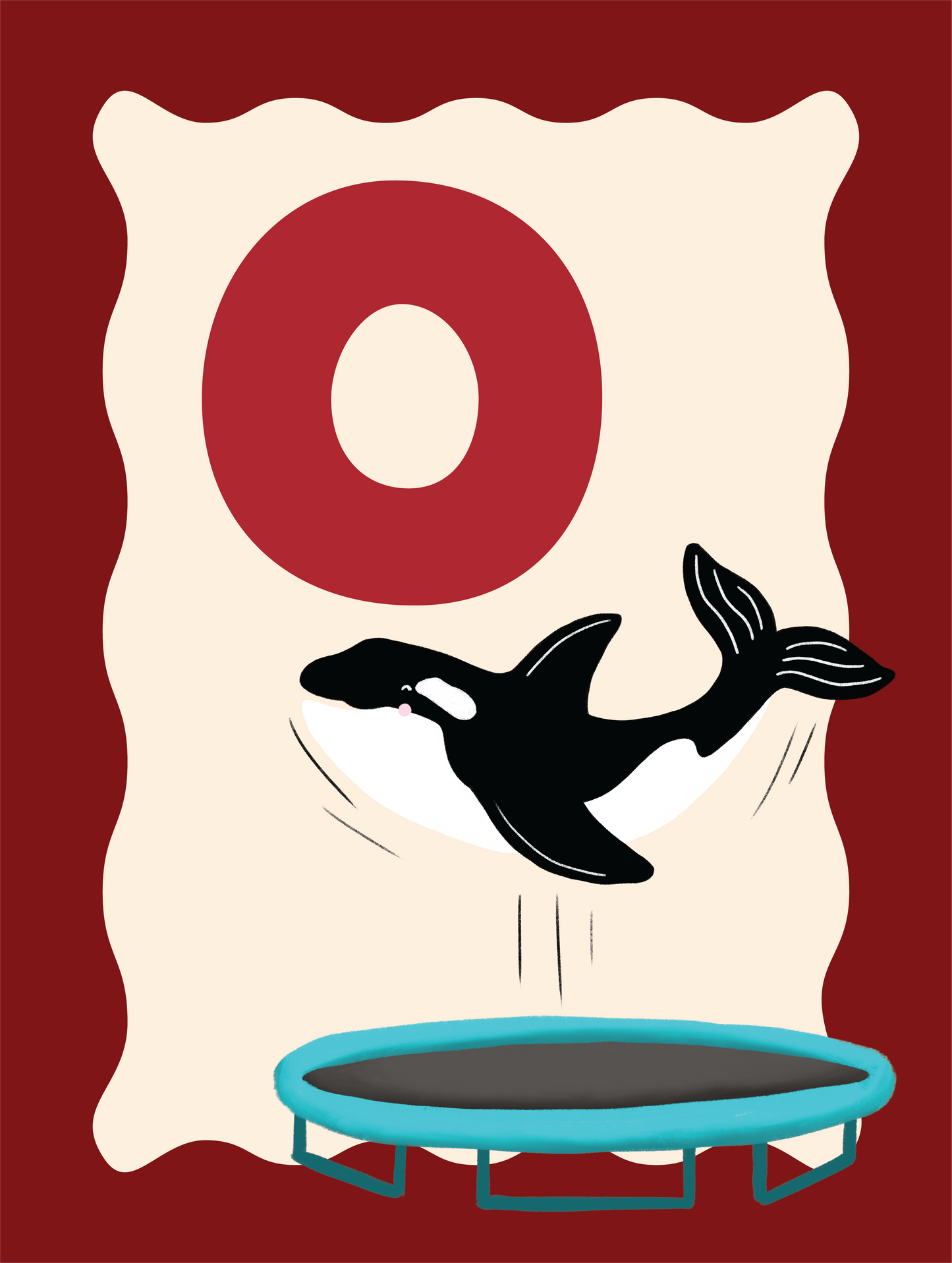 Alfabetposter O - Orka op Trampoline