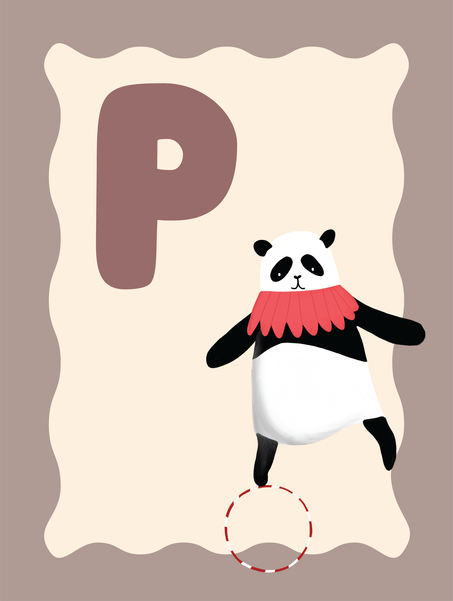 Alfabetposter P - Balancerende Panda