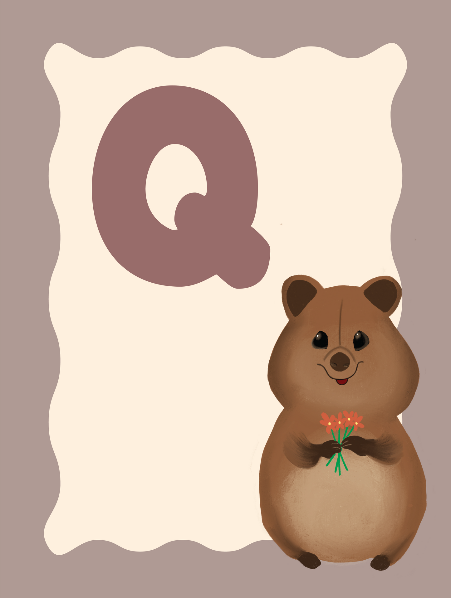 Alfabetposter Q - Schattige Quokka