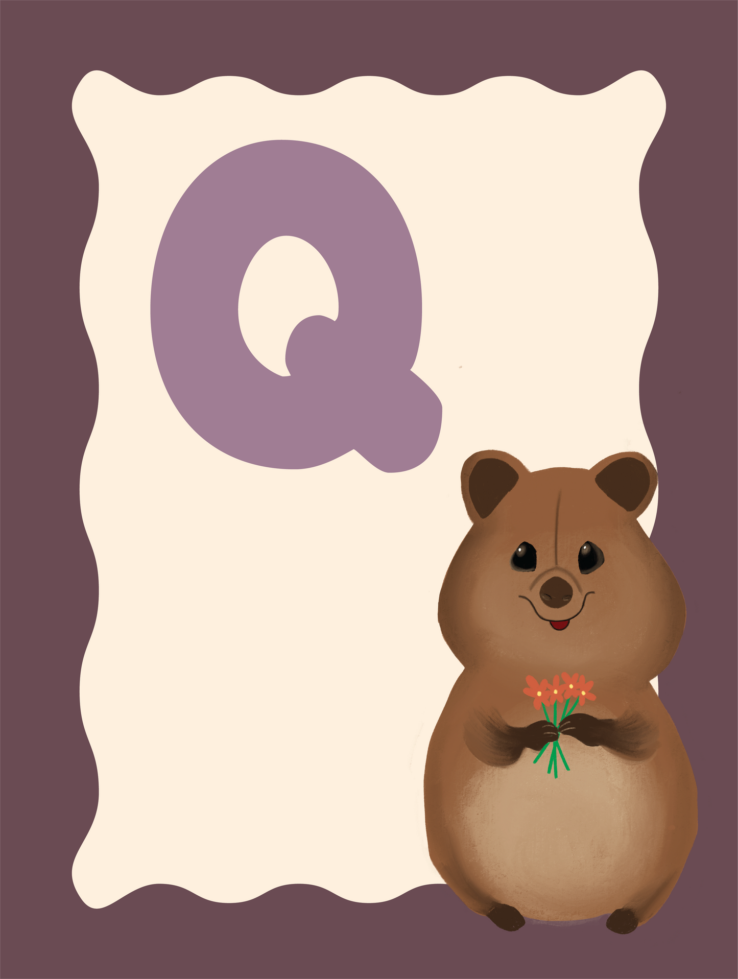 Alfabetposter Q - Schattige Quokka