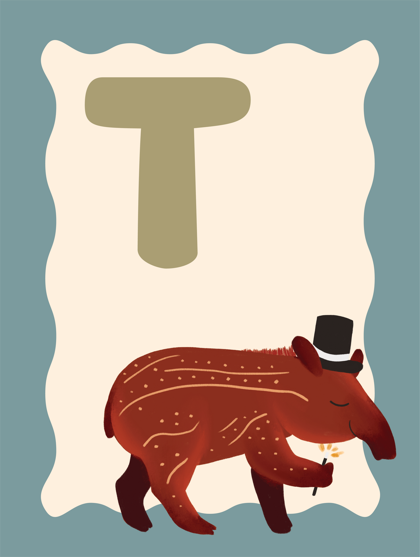 Alfabetposter T - Toverende Tapir