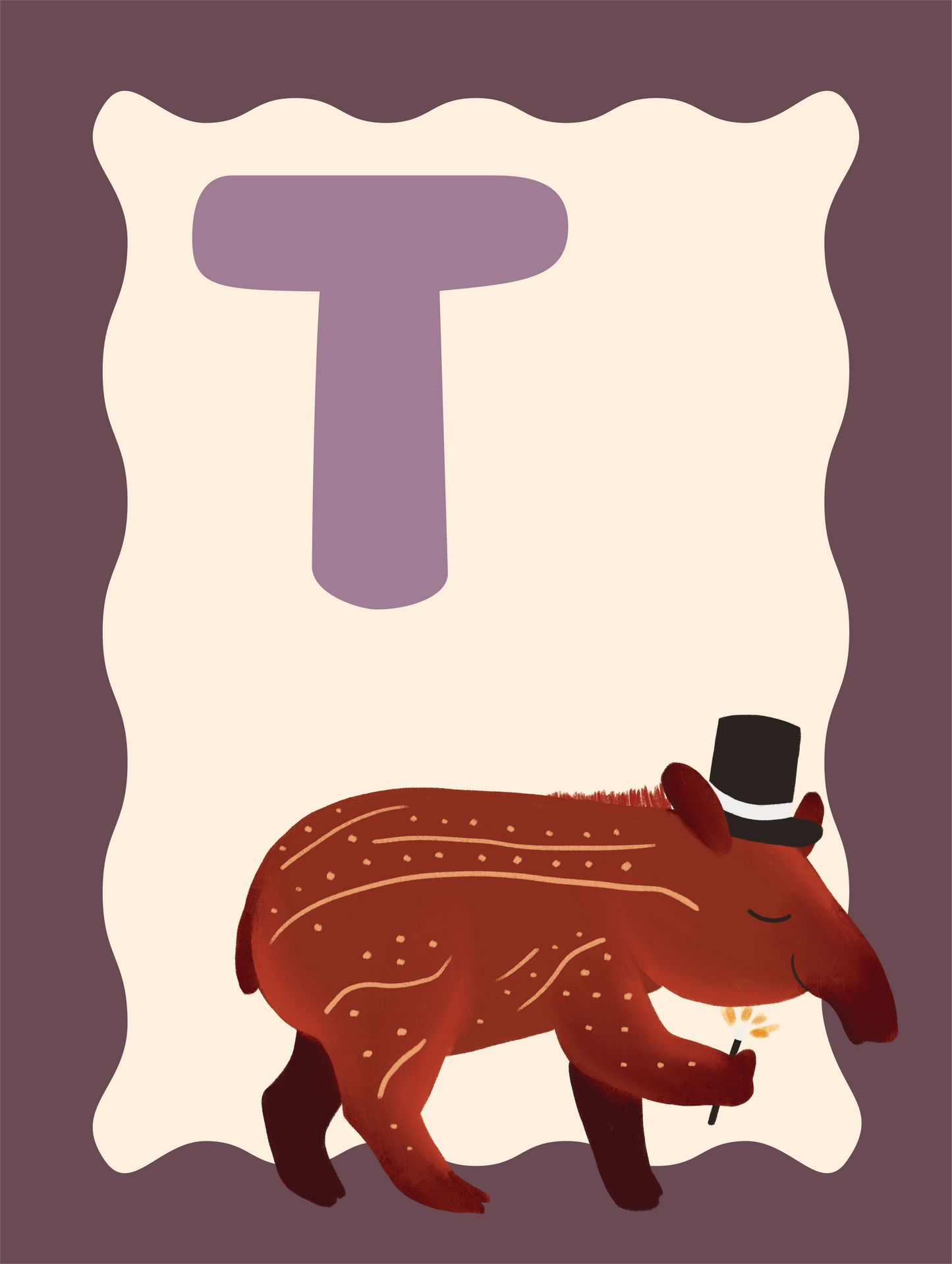 Alfabetposter T - Toverende Tapir