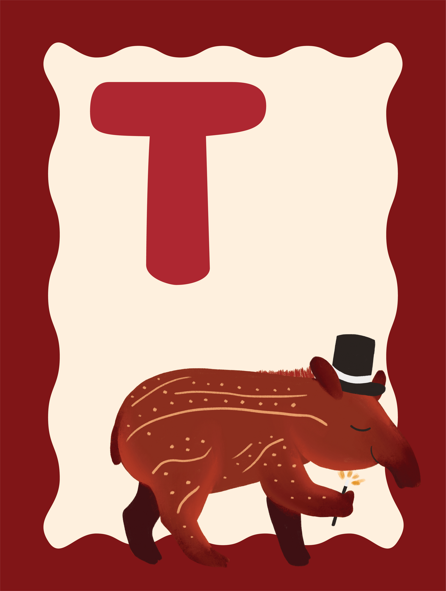 Alfabetposter T - Toverende Tapir