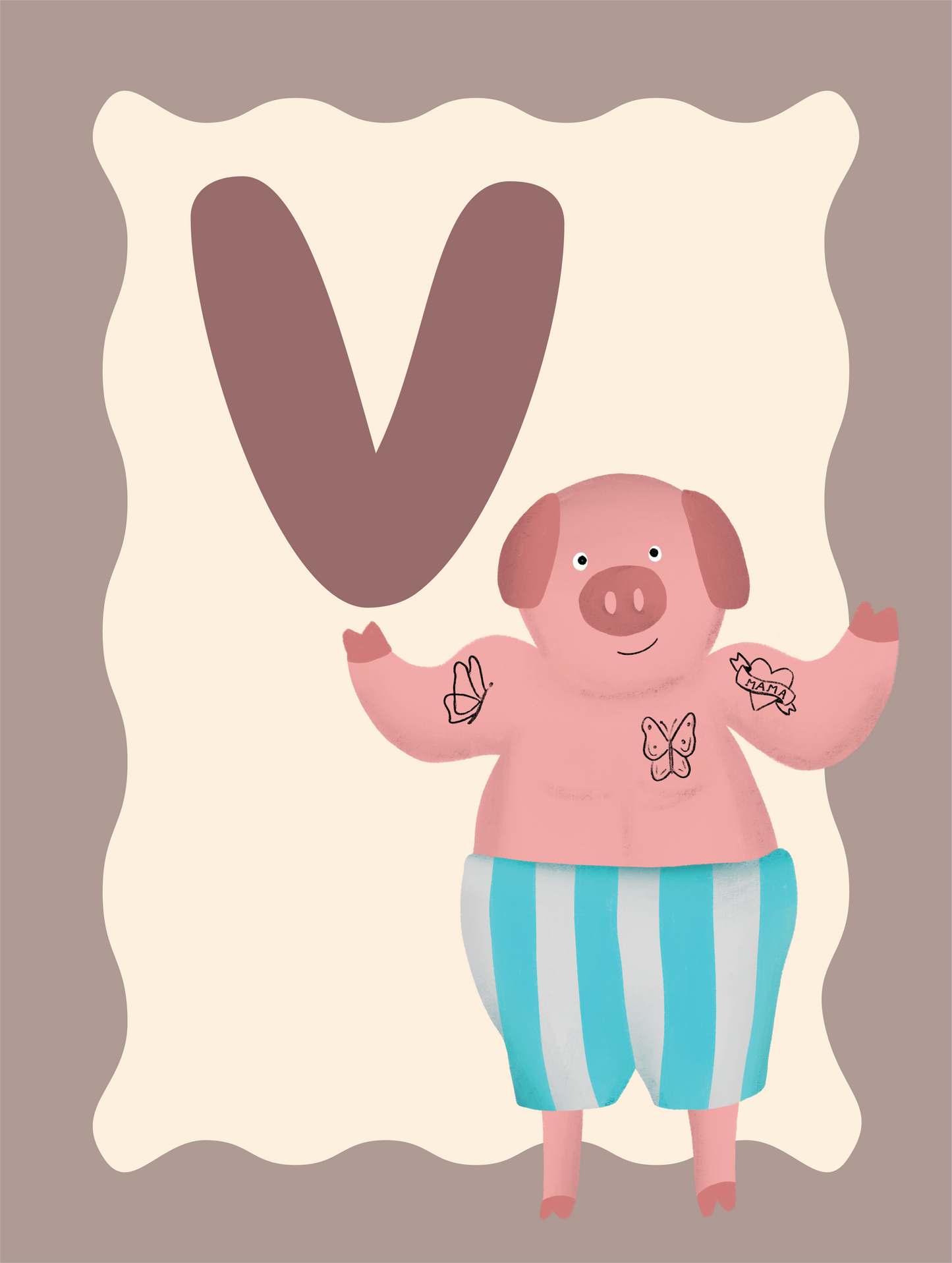 Alfabetposter V - Varken met Tattoos