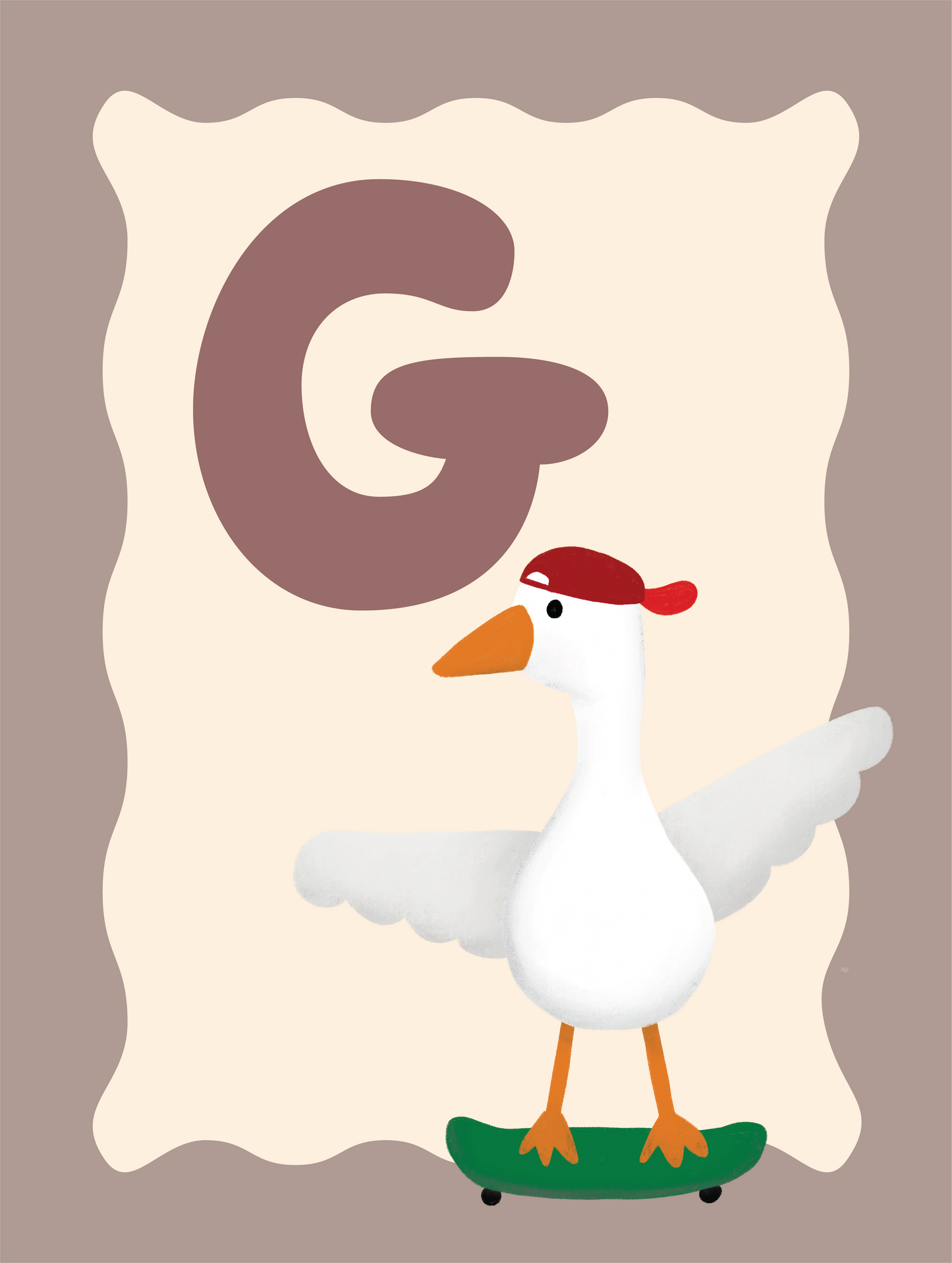 Alfabetposter G - Skatende Gans
