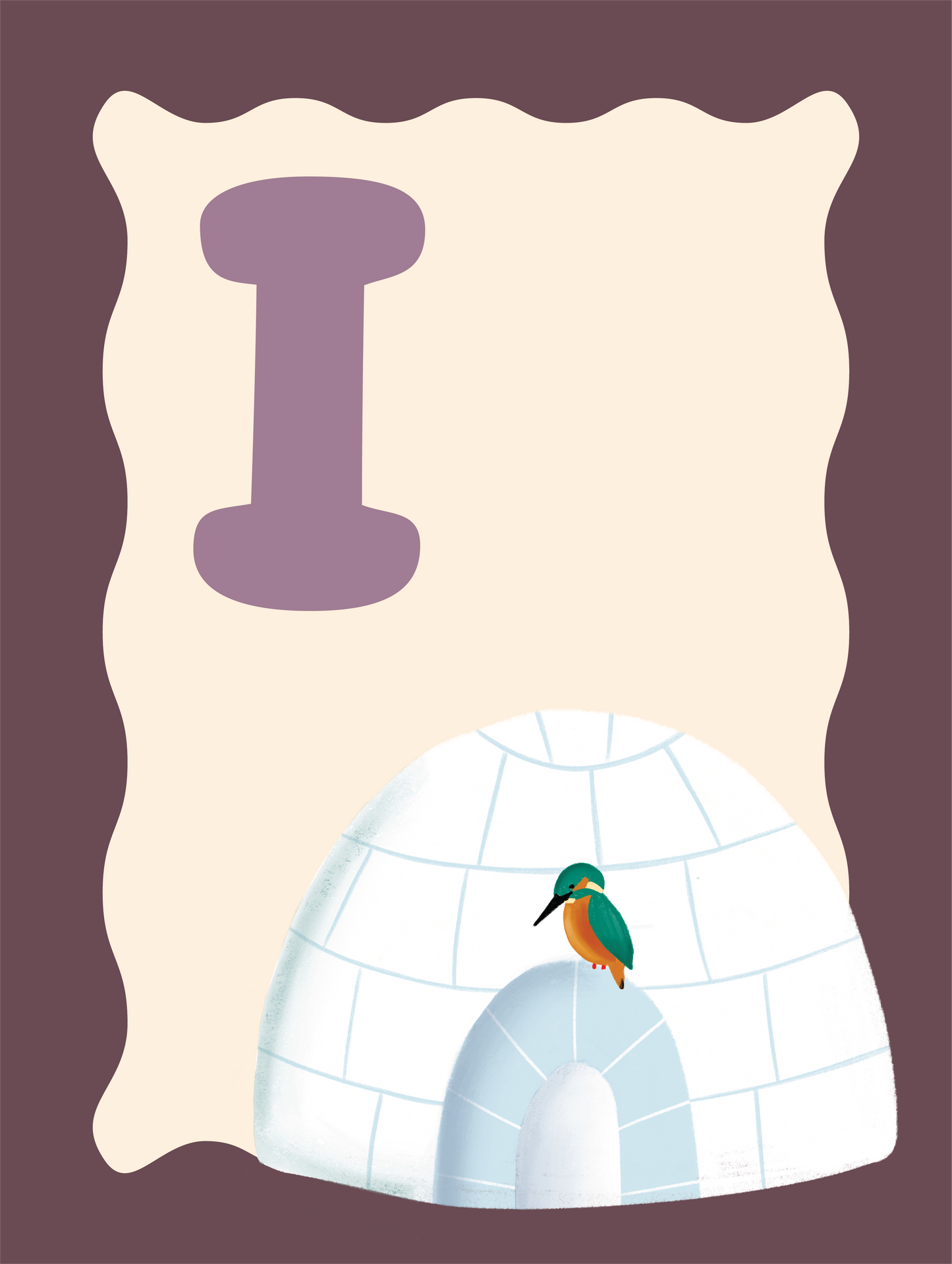 Alfabetposter I - Ijsvogel op Iglo