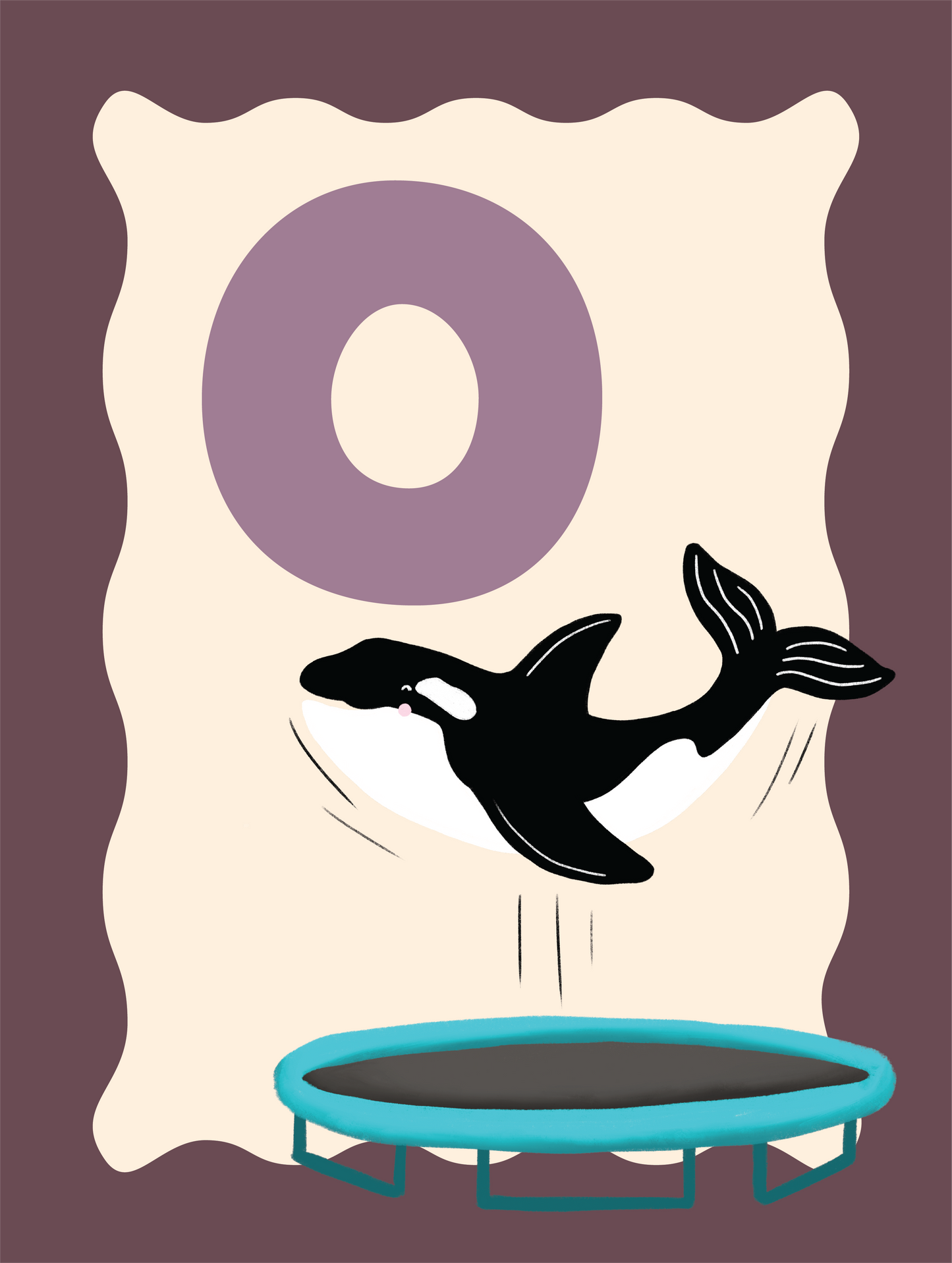 Alfabetposter O - Orka op Trampoline