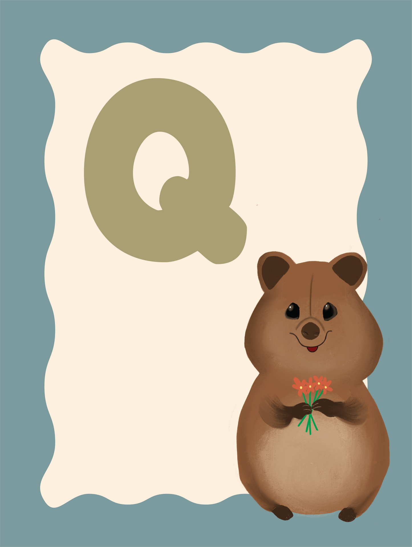 Alfabetposter Q - Schattige Quokka