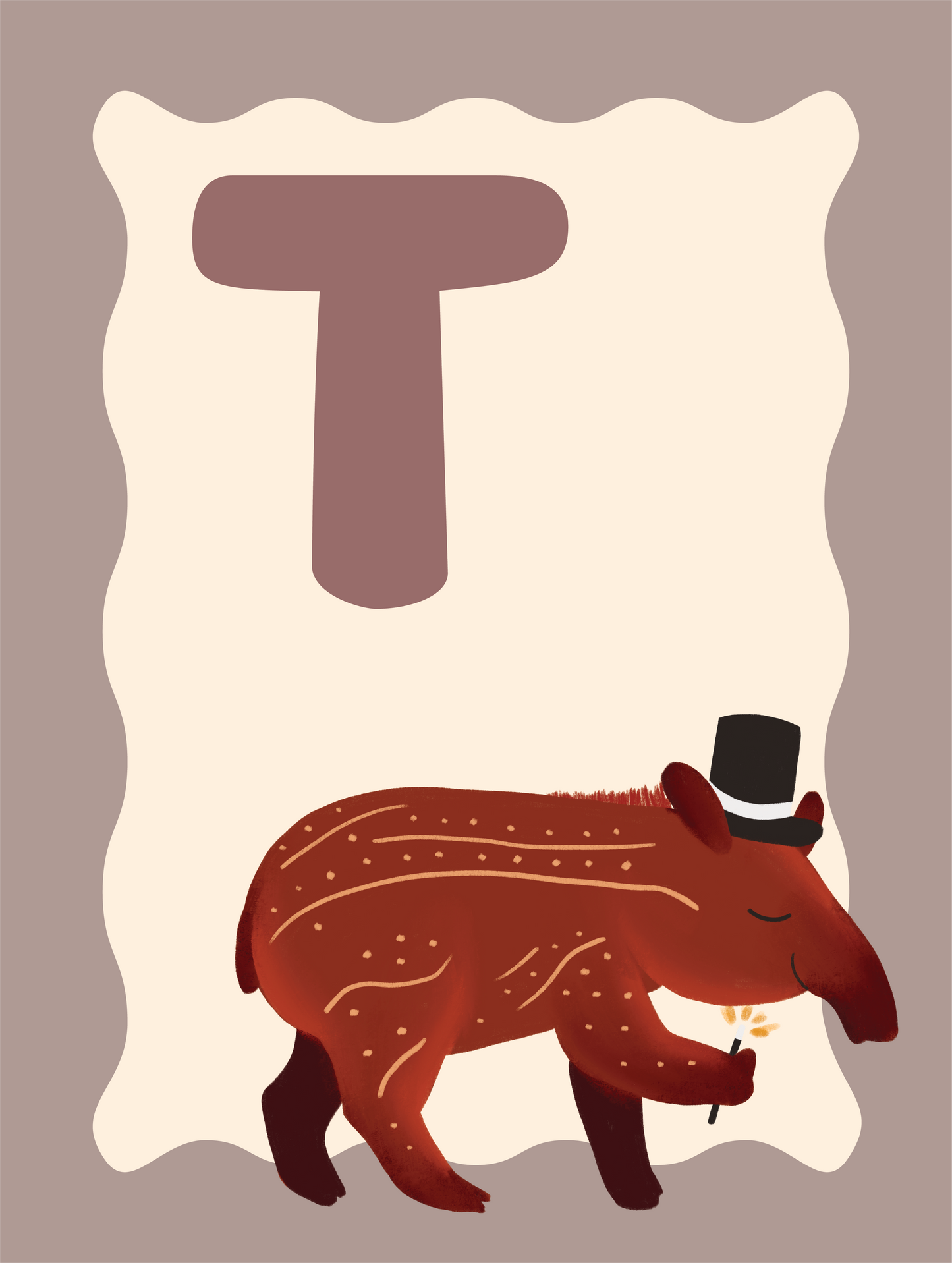 Alfabetposter T - Toverende Tapir