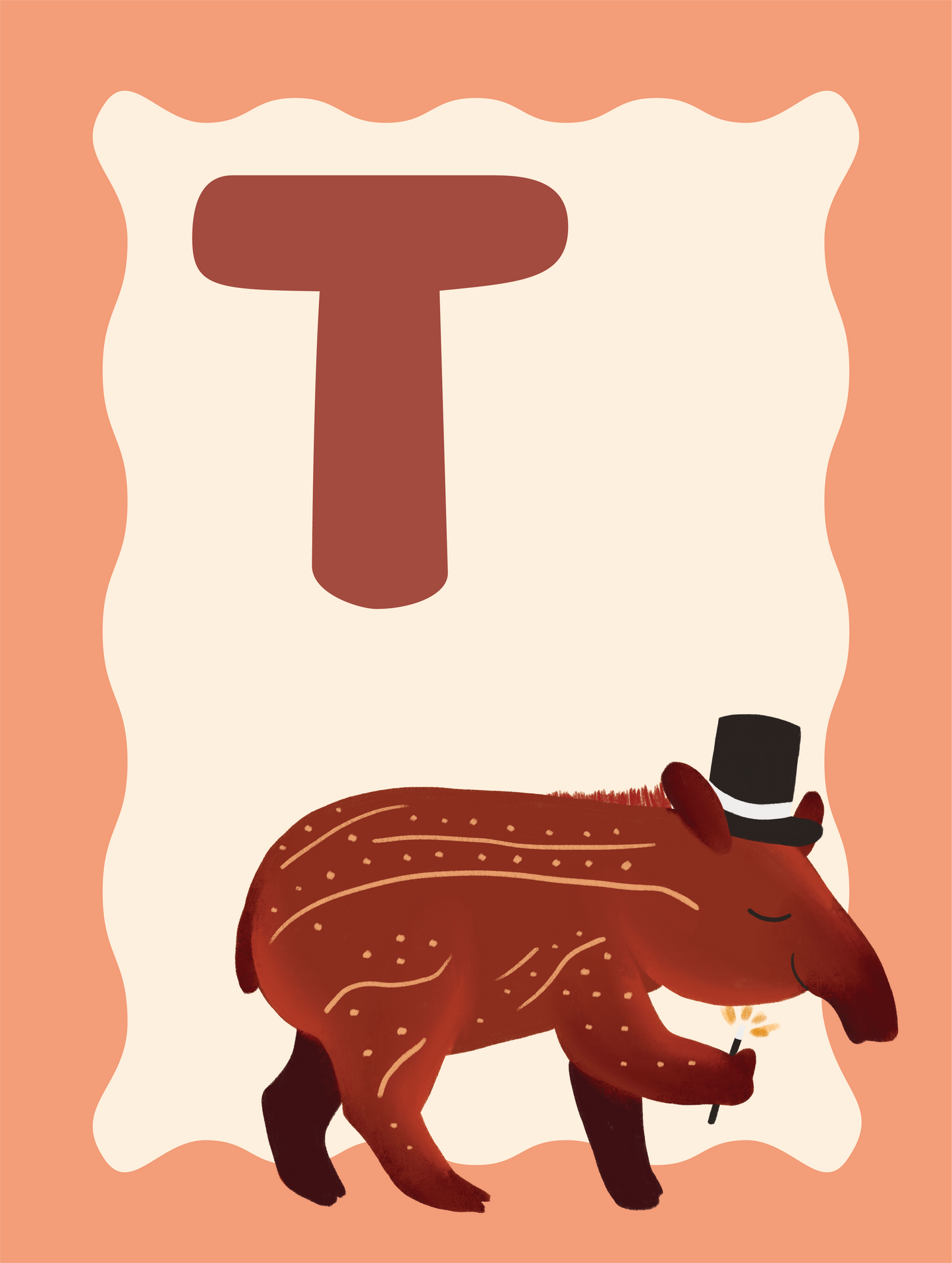 Alfabetposter T - Toverende Tapir