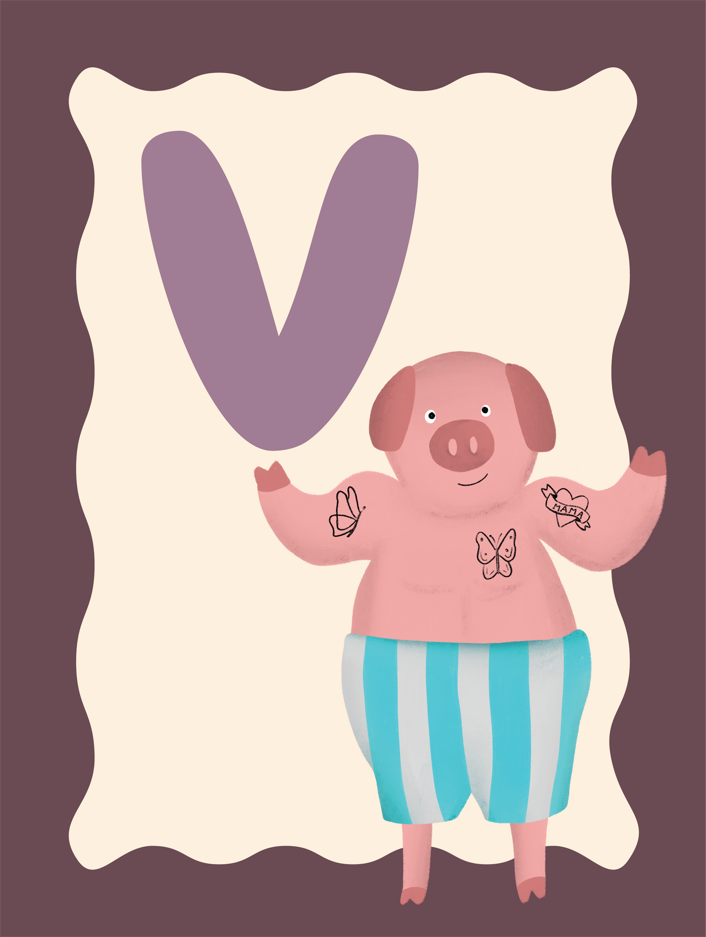 Alfabetposter V - Varken met Tattoos