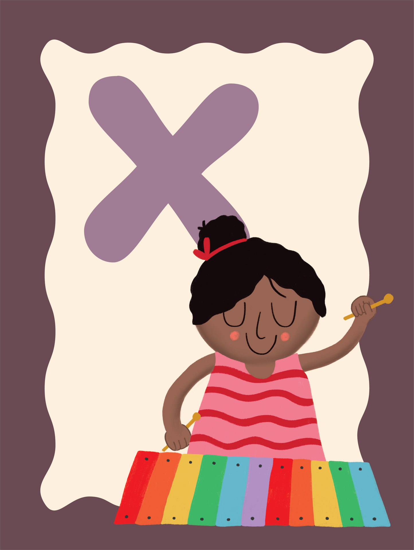 Alfabetposter X - Meisje met Xylofoon