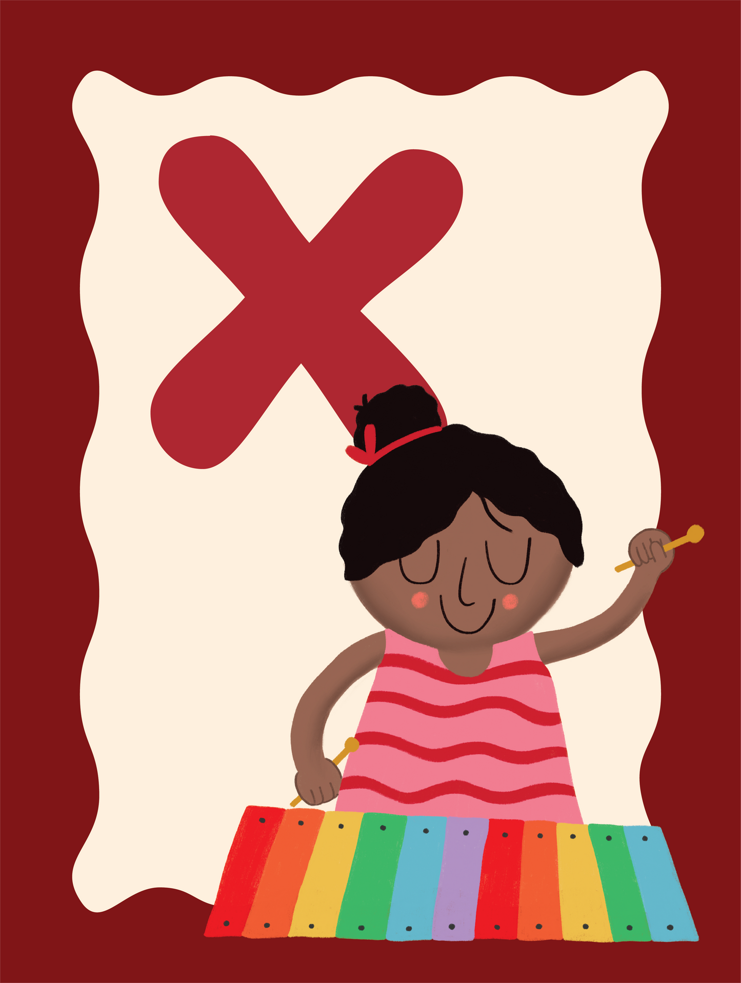 Alfabetposter X - Meisje met Xylofoon