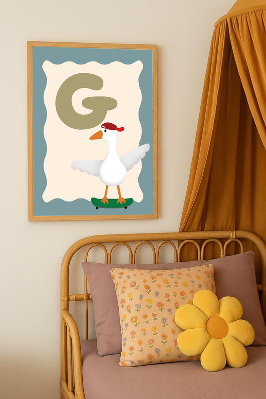 Alfabetposter G - Skatende Gans