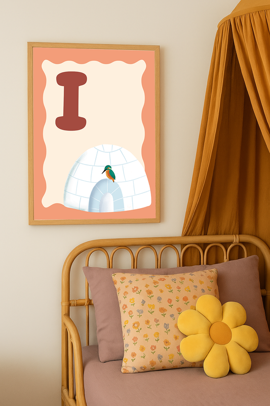 Alfabetposter I - Ijsvogel op Iglo