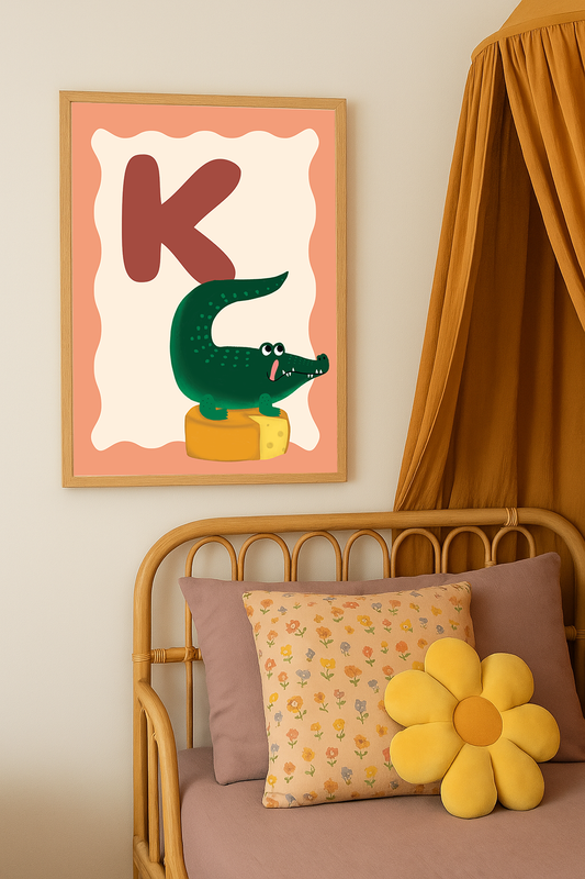 Alfabetposter K - Krokodil op Kaas