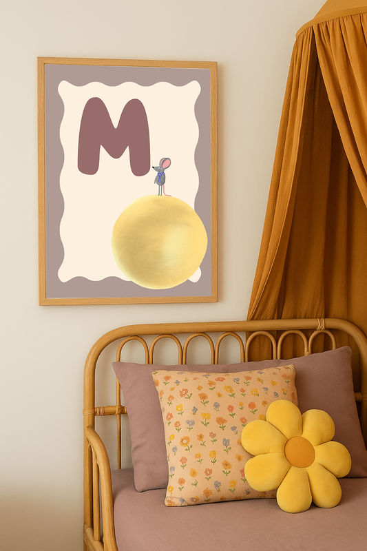 Alfabetposter M - Muis op de Maan