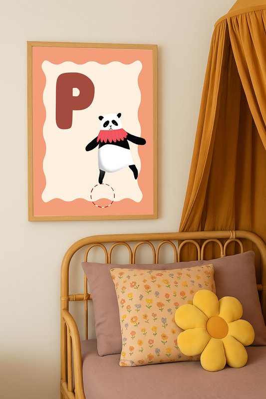 Alfabetposter P - Balancerende Panda